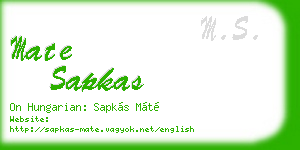 mate sapkas business card