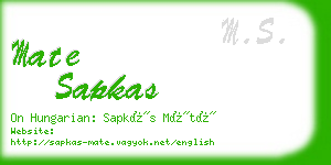 mate sapkas business card